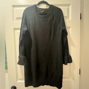 Banana black cashmere-blend sweater dress with bell-wrist detail